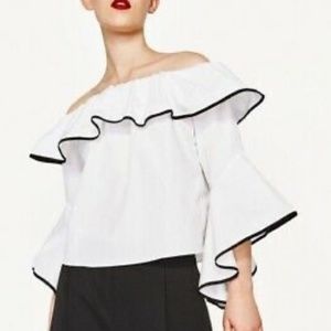 Zara ruffle off the shoulder top NWT